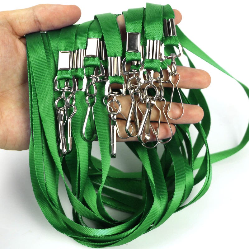Beebel Green Lanyards 100 Pcs Lanyard for Id Badges Flat Lanyard with Badge Clip with J-Hook (Green) - Image 5